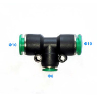 PNEUMATIC TEE TYPE REDUCTION CONNECTOR 10-6-10
