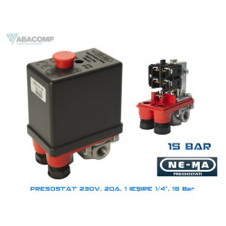 PRESOSTAT 230V 20A O IESIRE 1/4 15 BARI PRESOSTAT 230V 20A O IESIRE 1/4 15 BARI