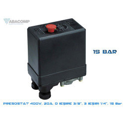 PRESOSTAT 400V 20A,O IESIRE 3/8, TREI IESIRI 1/4, 15 BARI PRESOSTAT 400V 20A,O IESIRE 3/8, TREI IESIRI 1/4, 15 BARI