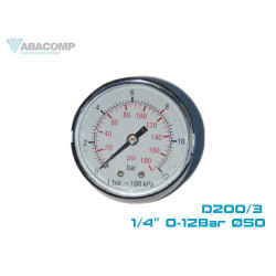 MANOMETRU AER COMPRIMAT 0-12 BAR D50 1/4 MANOMETRU AER COMPRIMAT 0-12 BAR D50 1/4