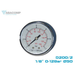 MANOMETRU AER COMPRIMAT 0-12 BAR D50 1/8 MANOMETRU AER COMPRIMAT 0-12 BAR D50 1/8