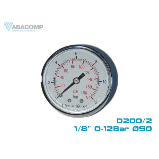MANOMETER 0-180 PSI 1/8 Ø50 D200/2 FIMET-WATTS