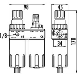UNITATE PREPARAT AER FILTRU REGULATOR LUBRIFICATOR 1/4 UNITATE PREPARAT AER FILTRU REGULATOR LUBRIFICATOR 1/4